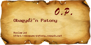 Obagyán Patony névjegykártya